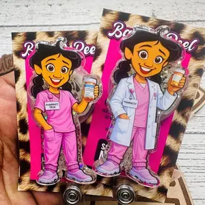 Pharmacy Pharmacist Tech Glitter Badge Reel: Funny Nurse ID Holder