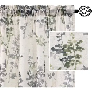 H.VERSAILTEX Linen Sheer Curtains 2 Panels for Living Room Curtains Light Filtering Rod Pocket Window Sheer Linen Curtains for Bedroom