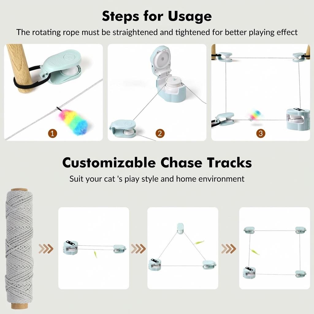 Indoor Cat Playing Toy-Automatic Moving Cat Chase Toy with Interactive Play, Remote Control & Custom Track Design for Exercise & Enrichment