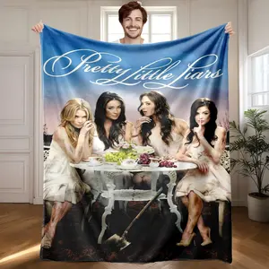 1 piece Pretty Little Liars TV show stills themed flannel blanket - Flannel weaving craft blanket, modern style, suitable for sofas and beds, all-season use, super soft and warm, digital print design, 100% polyester material, machine washable