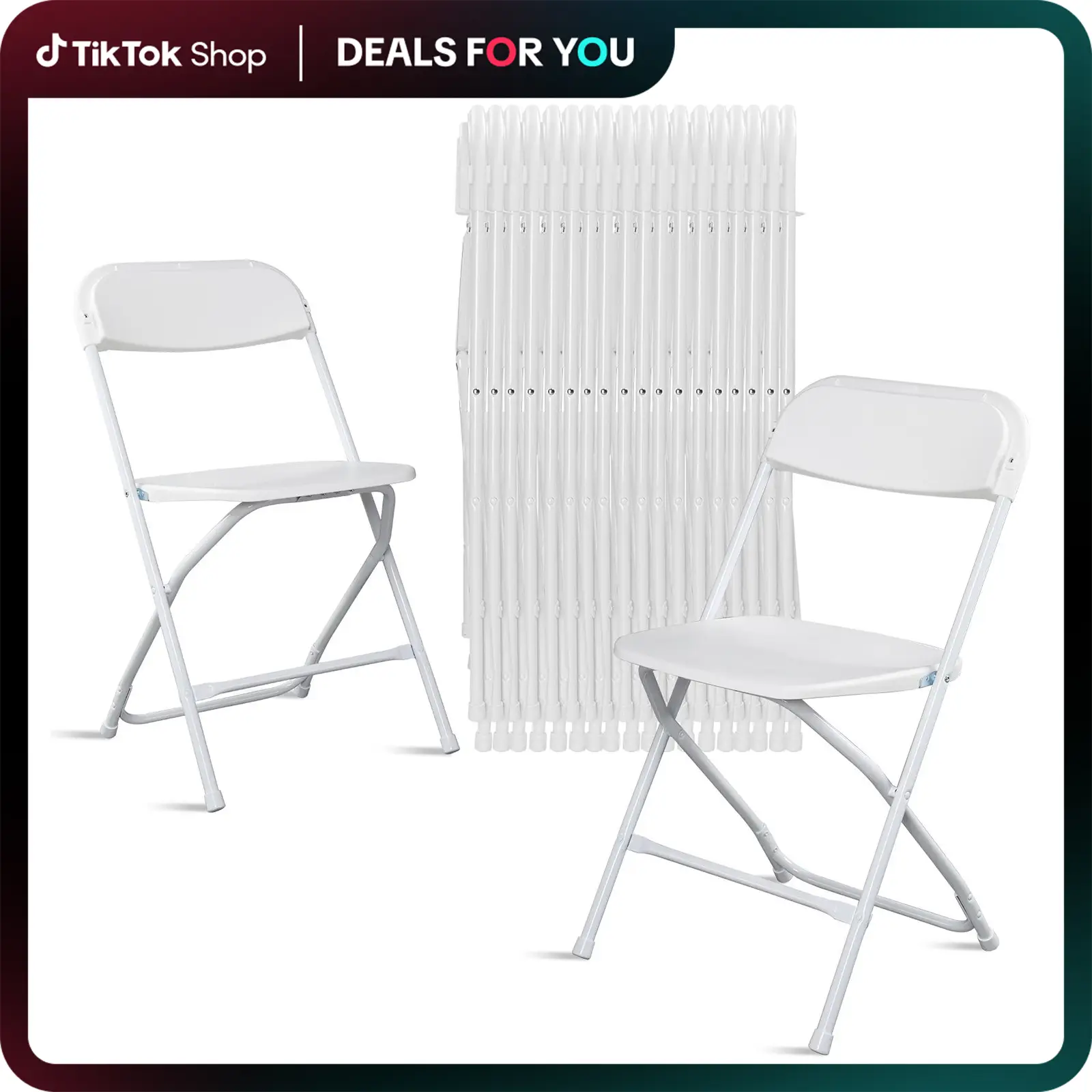 4/6/10 Pack High-Quality Plastic Folding Chairs with Steel Frame - White & Black, 350lb Capacity, Ideal for Indoor/Outdoor Events, Office, Wedding, Pa