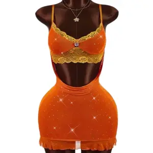 YNS mini dress  Summer Short  orange Womenswear