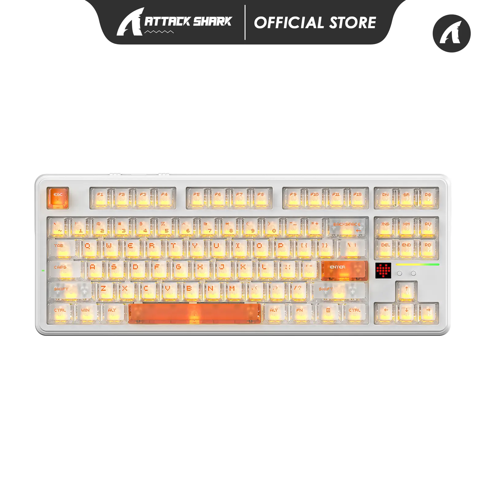 ATTACK SHARK X87 Ultra Wireless Gaming Mechanical Keyboard with 8K Wireless Receiver, 10000mAh Battery, Dot-Matrix Screen, 16.8M RGB, Hot-Swappable, Programmable Keyboard for PC Gamer