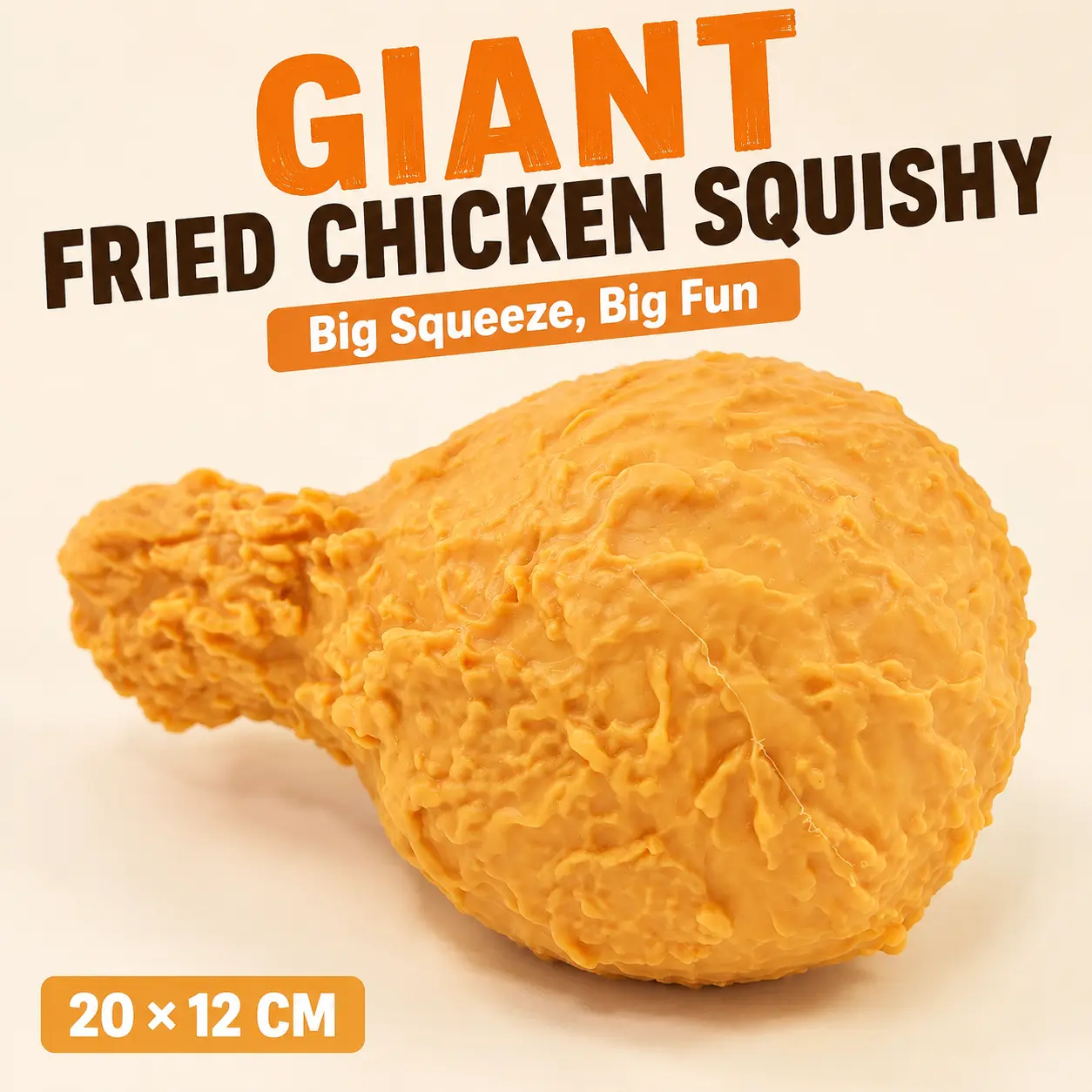 Jumbo Squishy Giant Realistic Fried Chicken Drumstick, Soft TPR Squeeze Toy with Shaving Cream Filling, Sensory Stress Relief Fidget Toy for Adults and Kids, Desk Toy and Novelty Gift