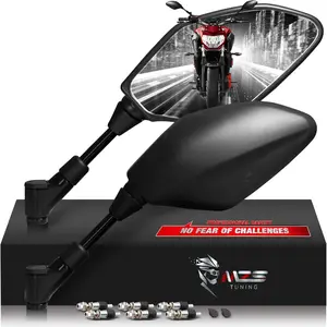 Motorcycle Mirrors Rear View Side 8MM 10MM Black Universal Compatible With Street,Dirt Bike,Quad,Adventure Scooter,Moped,GY6 Cruiser,ATV