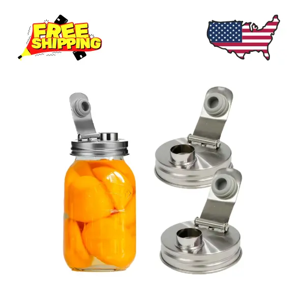 Mason Jar Pour Spout Lid Stainless Steel,Pour Spout Flip Cap Lids 2PCS) (Regular Mouth)
