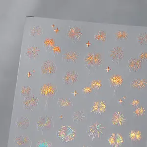 Fireworks Nail Decal, Star Nail Decals Embossed Nail Stickers (423)