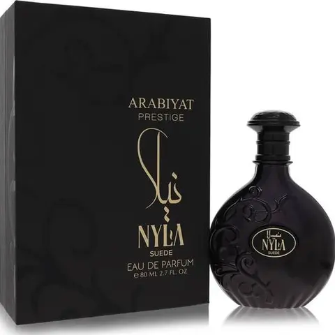 Arabiyat Prestige Nyla Suede Eau De Parfum (EDP) - 2.7 fl oz Unisex Arabic Fragrance by My Perfume Factory Llc, EDP Elegant Fragranced Arabic Scent, Aromatic Luxurious Floral-Gourmand Woody Amber Musk Warmth, Vanilla, Powder, Liquid, All-Seasons