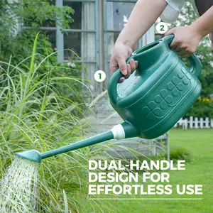 Bamworld Watering Can 2 Gallon 1 Gallon Plastic Watering Can Outdoor for Garden Flower Long Spout Water Can for Indoor Plants Gardening(Deep Green)