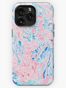 Blue and Pink Warm Water Swirl iPhone Case – suitable for Samsung Galaxy 23 24 25 5G iPhone 17 ProMax Air 16 plus cases  15 pro max 14, 13, 12 with screen protector | Beautiful phone case | Shockproof protective case | Smart phone case | a gift for girls.