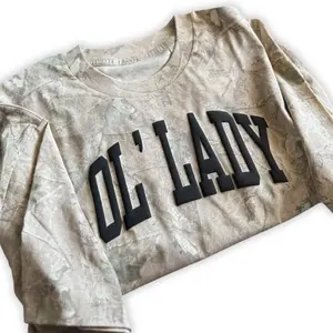 Ol' Lady Camo Short Sleeve Shirt, Raised Puff Print Graphic Tee, Funny Mother's Day Gif, Country Wife Gift, Gift For Her, Gift For Mom