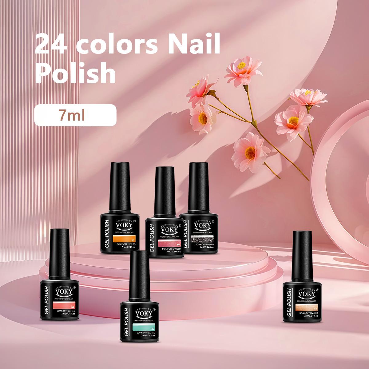 VOKY 24 Pack Gel Nail Polish Set #49-72 - Summer Dopamine & Metallic Shimmer Collection, Neon Brights Glitter Cream, UV LED Soak Off Festival Vacation Nail Art Kit, 5-Free VOKY 24 Pack Gel Nail Polish Set #49-72 - Summer Dopamine & Metallic Shimmer Collection, Neon Brights Glitter Cream, UV LED Soak Off Festival Vacation Nail Art Kit, 5-Free