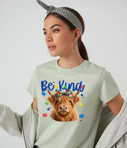 Be Kind Autism Awareness Tee  Crewneck Casual Shortsleeve