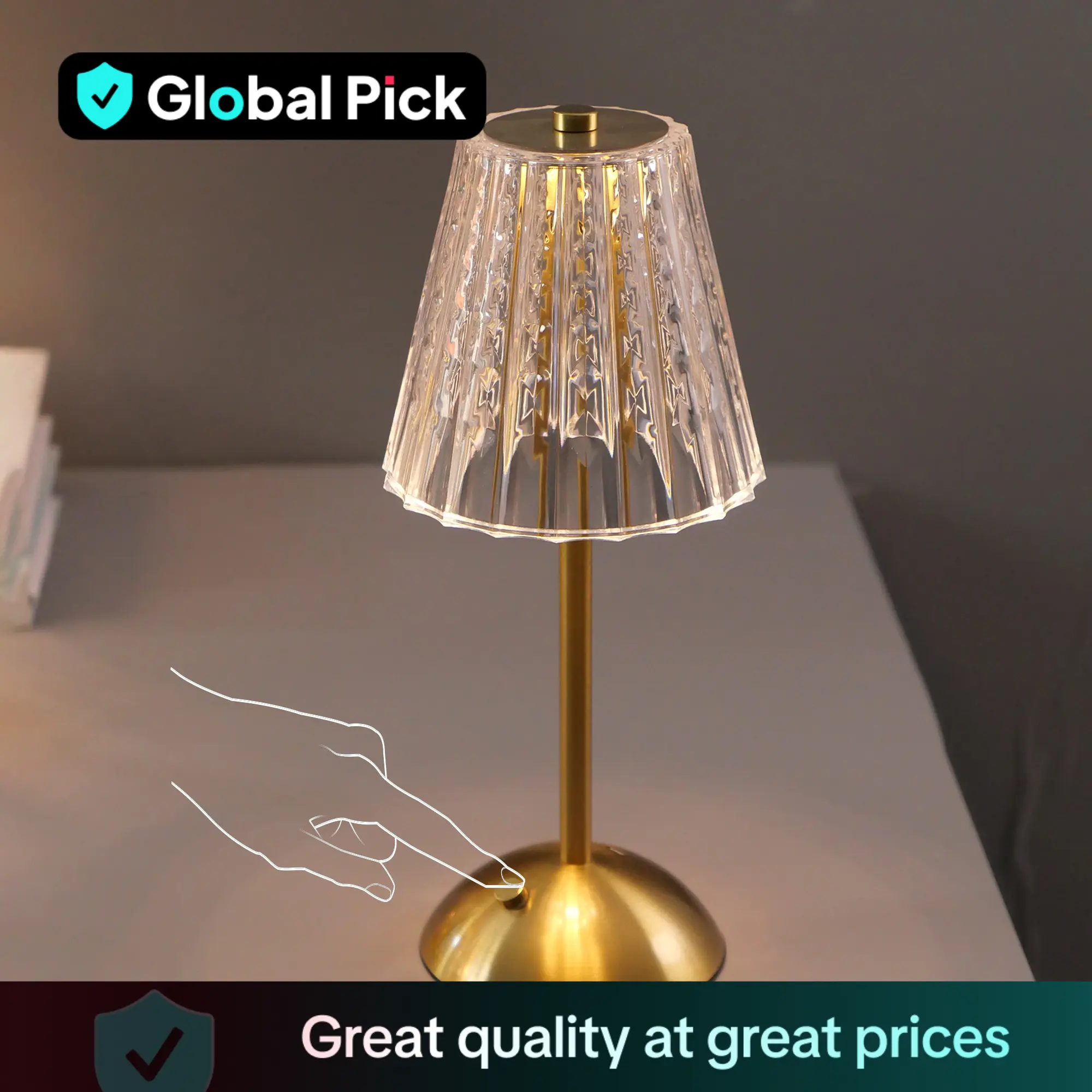 Vintage Touch Control LED Desk Lamp, Rechargeable 3 Colors Wireless Portable Table Lamp, Adjustable Brightness Desk Light for Restaurant Hotel Bedroom