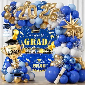 2026 Graduation Party Decorations, Class Of 2026 Party Supplies Kit, Red Congrats Grad Party Decor for Graduation Party 2026 Backdrop Balloon Garland Table
