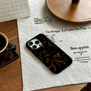 Dark Amber Tortoise Shell Phone Case, Retro Luxury Phone Cover, Compatible With iPhone 17 16 15 14 13 12 Pro Max, Samsung S25 24 Ultra