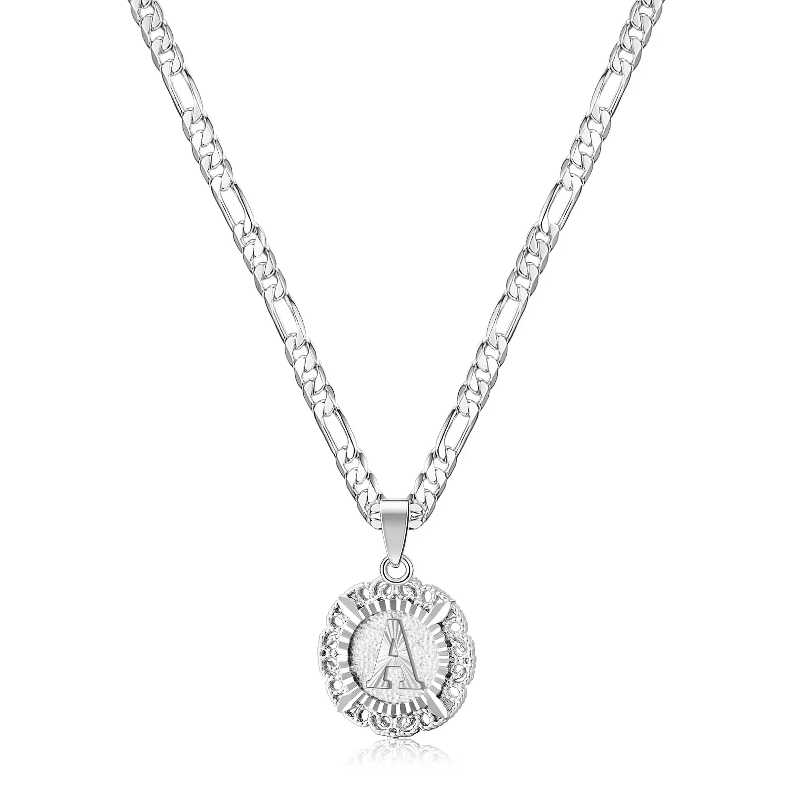 KissYan Initial Necklace for men and Women, 14K Gold Plated Square Letter Pendant Charm Necklace Cuban Chain Capital Alphabets from A-Z Jewelry