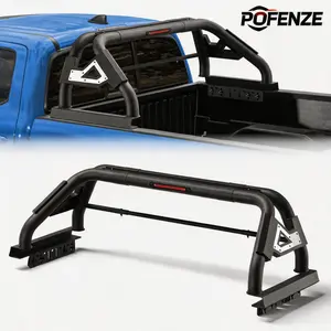 POFENZE-Mestan Heavy Duty Adjustable Roll Bar Chase Rack & Ladder Rack, No-Drill Fit for Mid-Size Vehicles: Toyota Tacoma, Chevy Colorado, GMC Canyon, Jeep Gladiator JT, Ford Ranger, Dodge Roof Rear Tail Covers, Truck Ladder Rack
