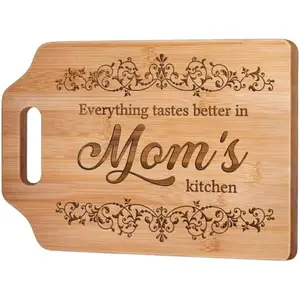 Mothers Day Gifts for Mom Gifts, Mom Birthday Gifts for Moms from Daughter Son - Engraved Bamboo Cutting Board 12.3"L x 8.7"W x 0.4"Th