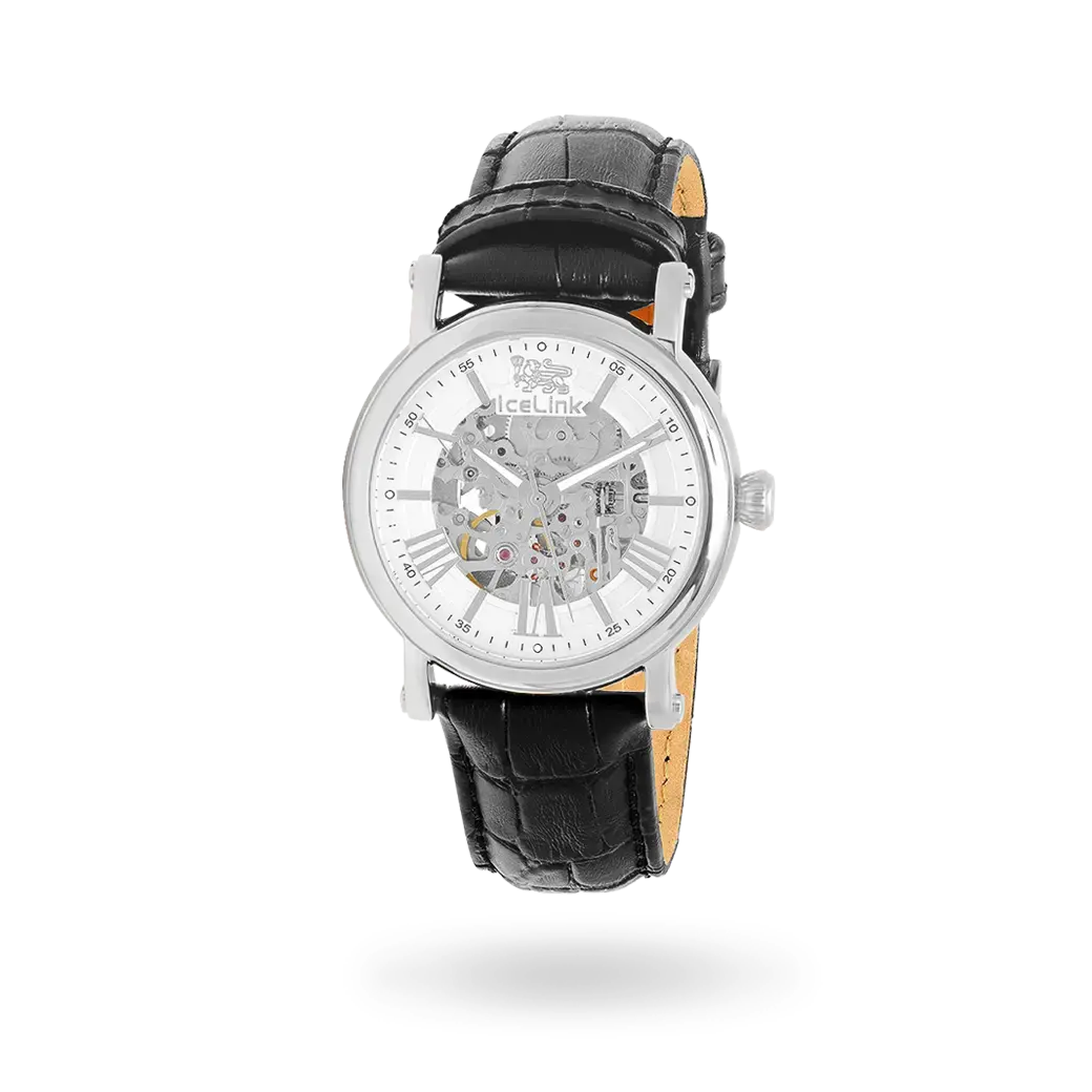 Whistler Steel & White Skeleton Automatic Watch
