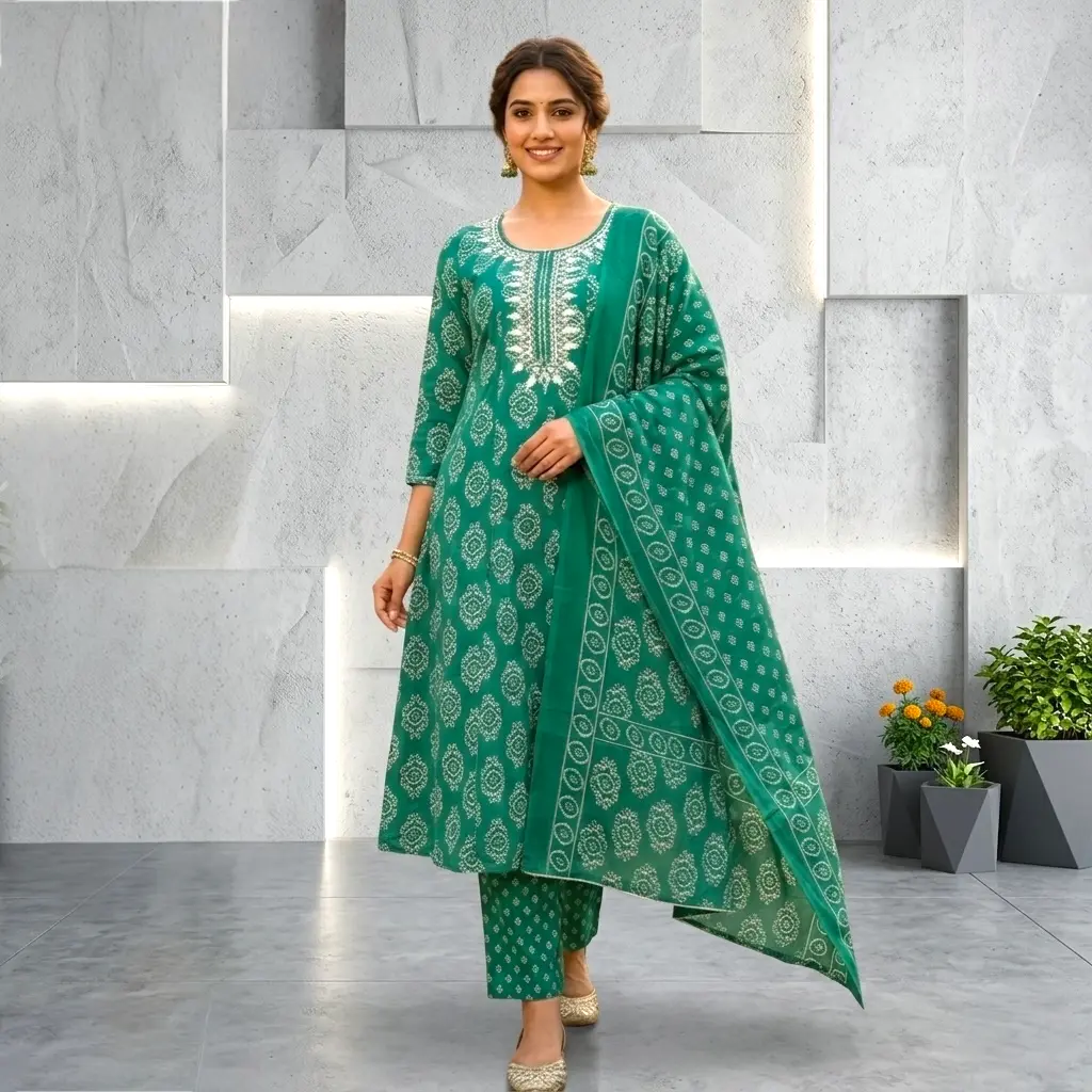 Plus size bandhani-inspired kurta set