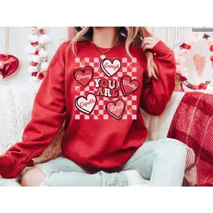 Cute Teacher Valentine Sweater Hoodie T-Shirt, Retro Heart Love Day Sweatshirt, Back to School, Teaching Love Shirt , Global Trending Outfits
