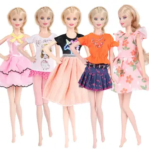 5-Piece Doll Dress Set, Doll Clothes Set, Sweet Floral & Cartoon Patterns, Fits 11.5 Inch Dolls (doll Not Included), Perfect for Playtime Accessories