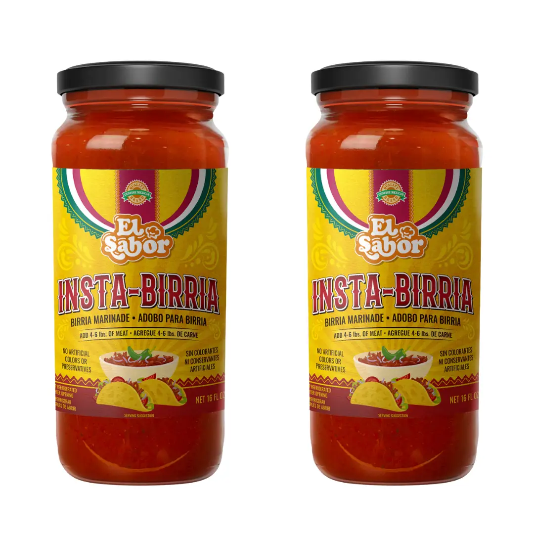 Gourmet Birria Mix | Instabirria 16 fl oz glass jar to make birria | Make over 40 tacos per bottle | No extra ingredients required | pack of 2