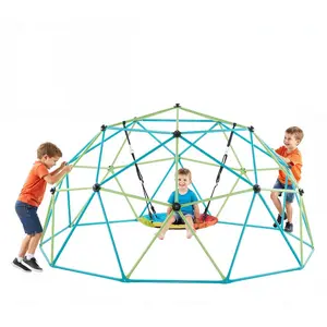 fathersdaygift VEVOR Climbing Dome, 10FT Geometric Dome Climber with Saucer Swing, 1000LBS Loading Kid's Jungle Gym Playground, Easy-Assembly Outdoor Backyard Climbing Equipment for Boys Girls 3 to 10 Years Old