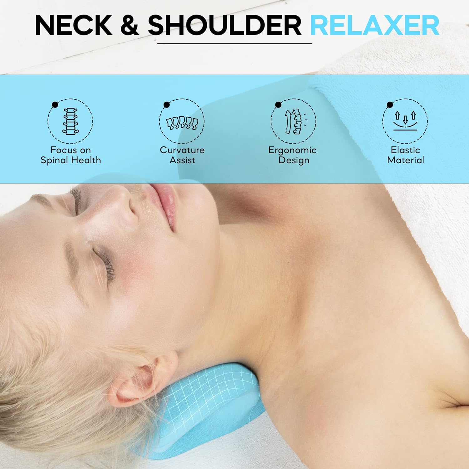 Neck Stretcher,Neck Hump Corrector,Neck and Shoulder Relaxer Cervical Traction Device Pillow for Muscle Relax and TMJ Pain Relief (Blue) Neck Stretcher,Neck Hump Corrector,Neck and Shoulder Relaxer Cervical Traction Device Pillow for Muscle Relax and TMJ Pain Relief (Blue)