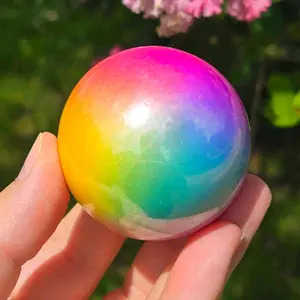 Rainbow Jade Crystal Sphere - Colorful Sphere with Rainbow Design, Lightweight and Translucent Finish