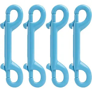 6 Pieces Marine Grade 316 Stainless Steel Double Ended Bolt Snap Diving Hook Clips, Large 4-1/2'' 115mm Scuba Trigger Clip, Light Blue