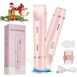 Electric Bikini Trimmer, Multifunctional Hair Trimmer, 2-In-1 Body and Face Hair Removal Dual Head Shaver, Waterproof USB Rechargeable Cordless Trimmer, Portable Women's Grooming Tool