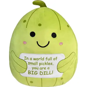 Positive Emotional Support Pickle Plush Toy, Funny Pickle Stuffed Animal, Large Ultrasoft Plushie Cucumber Pillow, Stress Relief Gift for Women & Men, Girls, Coworkers, 10 Inch