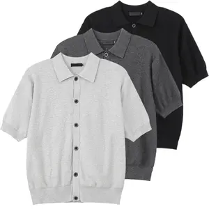Summer men’s knit short-sleeve open cardigan with a turn-down collar—casual, comfortable, stylish, and versatile; minimalist design suitable for everyday wear, evening dinners, parties, and other occasions #SummerVibes