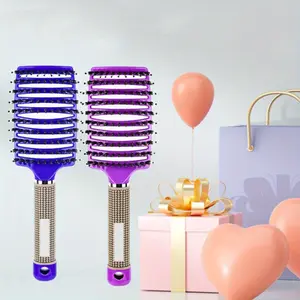 A set of 2 Curved Vented Boar Bristle Hair Brushes, Fast Dry Detangling Hair Brush, for Wet, Long and Curly Hair - Home Improvement.