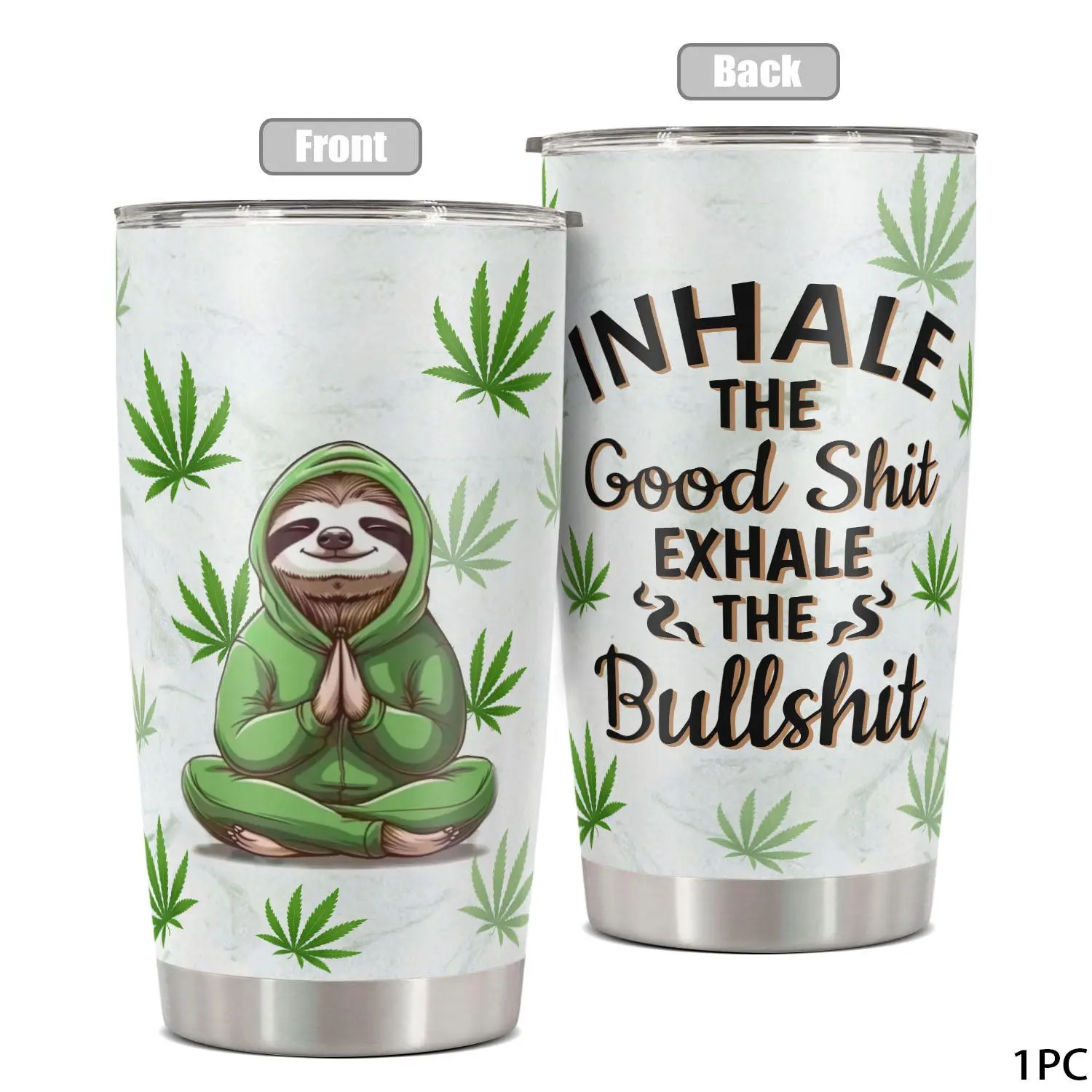 Sloth Pattern Tumbler, 20oz Stainless Steel Water Bottle, Funny Print Vacuum Flask, Drinking Cup for Home Office School, Gift for Dad Son Women Mom Sisters Teacher Coworker Friend Brother