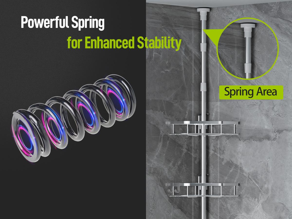 YECAYE 4 Tier Adjustable Corner Shower Caddy, Stainless Steel Rustproof Bathroom Organizer, No-Drill Tension Pole, Heavy-Duty Shelves & Hooks, Stainless Steel Corner Shower Caddy Tension Pole for Shampoo, Loofah, Bathtub Shampoo Storage YECAYE 4 Tier Adjustable Corner Shower Caddy, Stainless Steel Rustproof Bathroom Organizer, No-Drill Tension Pole, Heavy-Duty Shelves & Hooks, Stainless Steel Corner Shower Caddy Tension Pole for Shampoo, Loofah, Bathtub Shampoo Storage