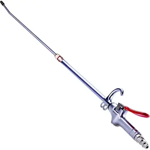 High Volume Powerful Industrial Air Blow Gun, 17-26 Inch Extensible Stainless Steel Air Flow Nozzle, Pneumatic Air Compressor Accessories Tool, Extended Dust Air Blower Gun with 360 Degree Swivel Hook