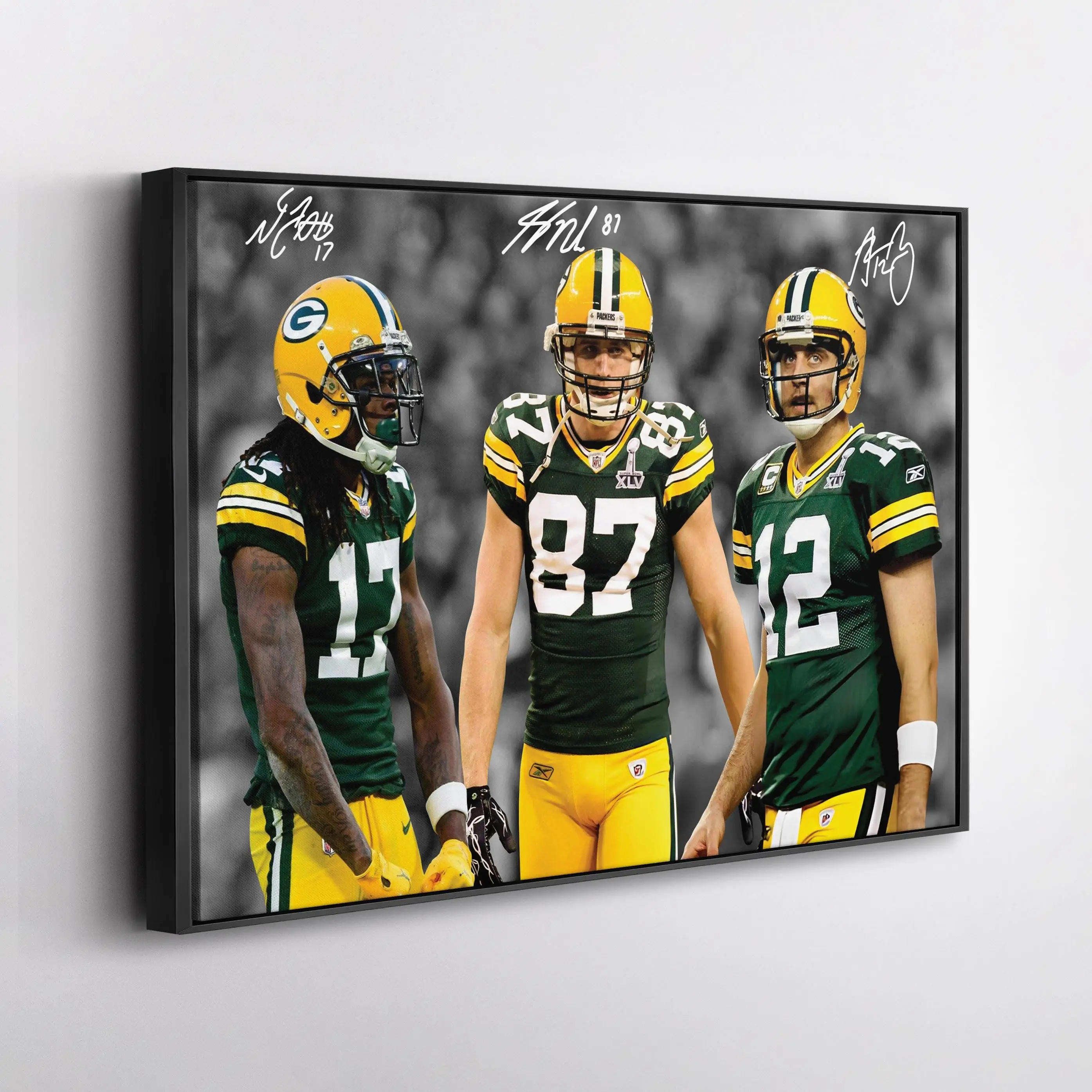 Green Bay Packers Aaron Rodgers Davante Adams Jordy Nelson Wall Art NFL Legends Football Poster Go Pack Go Sports Man Cave Home Decor