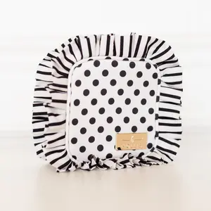 Polka Stripe Ruffled Nylon Tech Pouch