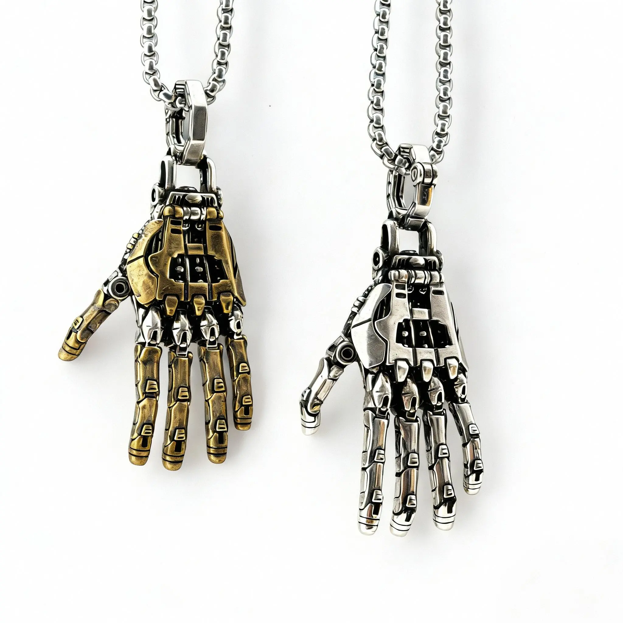 2026 New Cyberpunk Style Movable Joint Mechanical Hand Pendant Necklace | Also Usable as Keychain | Mechanical Style | Hip-Hop Style | Biker Style | Party Jewelry | Ideal Gift Choice |