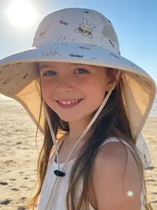 Sun Hat Sun Bucket Hat Spring Summer Thin Neck Protection Beach Fishing Cap Unisex Kids Large Brim Outdoor Travel Party Shade Suitable for Ages 5-10