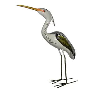 WorldBazzar Hand Carved Painted Wood Carving Heron Bird Decoy Vintage Style