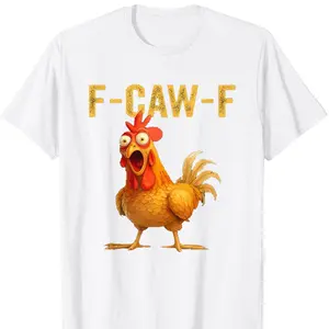 Cotton Unisex Funny F-Caw-F Chicken shirts, FCAWF Chicken T-Shirt Menswear Top shirts men Men's Crew Neck T-Shirt stylish graphic design unisex cotton t-shirt