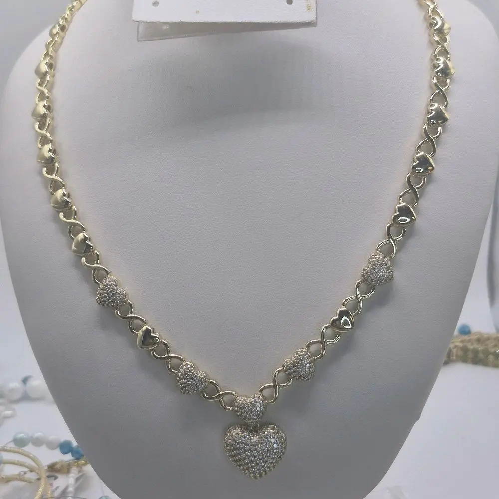 hearts and infinity necklace plated gold 14k