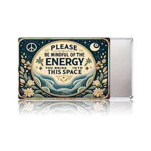 Vintage Tin Sign – “Mindful Energy” Inspirational Wall Sign, Retro Metal Decor for Yoga Room, Meditation Space, Café & Home by Palette&Wall