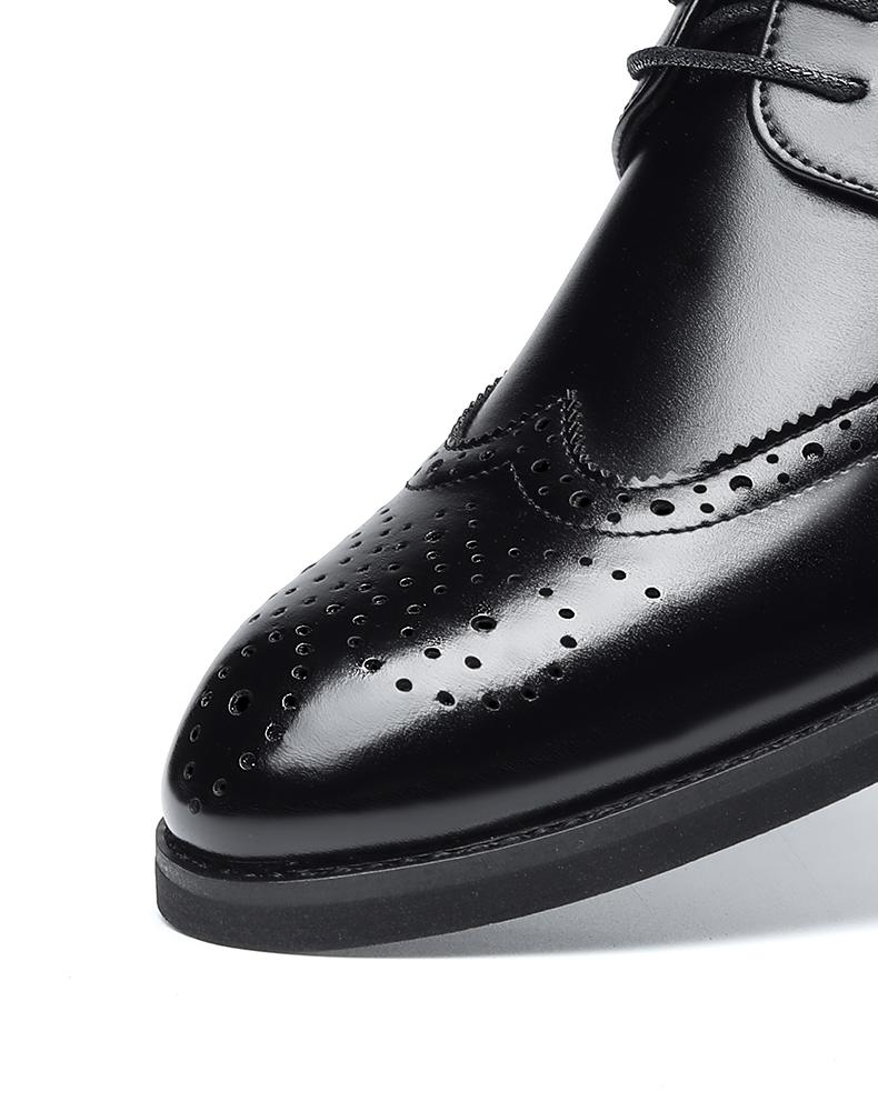 Men's Classic Brogue Wingtip Oxford Dress Shoes, Formal Leather Lace-Up Shoes6661