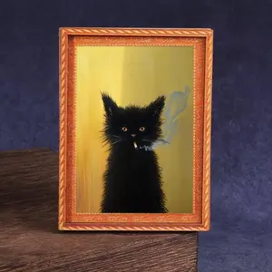 1pc/2pcs Smoking Cat Art Fridge Magnet, Antique Cat Art Fridge Magnet, Vintage Cat Fridge Magnet, Victorian Fridge Magnet, Weird Art Fridge Magnet, Storybook Funny Kitten Fridge Magnet, Retro Ganster Cat Fridge Magnet