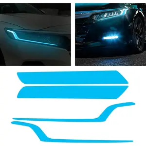 2 Pair Headlight Fog Light Vinyl Films Smoke Tint Compatible with Honda 10th Gen Accord 2018-2023 Light Transmission Tint Wrap Exterior Self-Adhesive Sticker Decorations Trim (Blue)